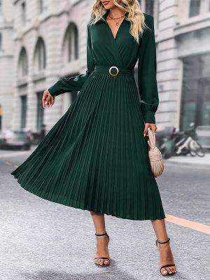 Autumn Women Clothing High Grade Solid Color Dress