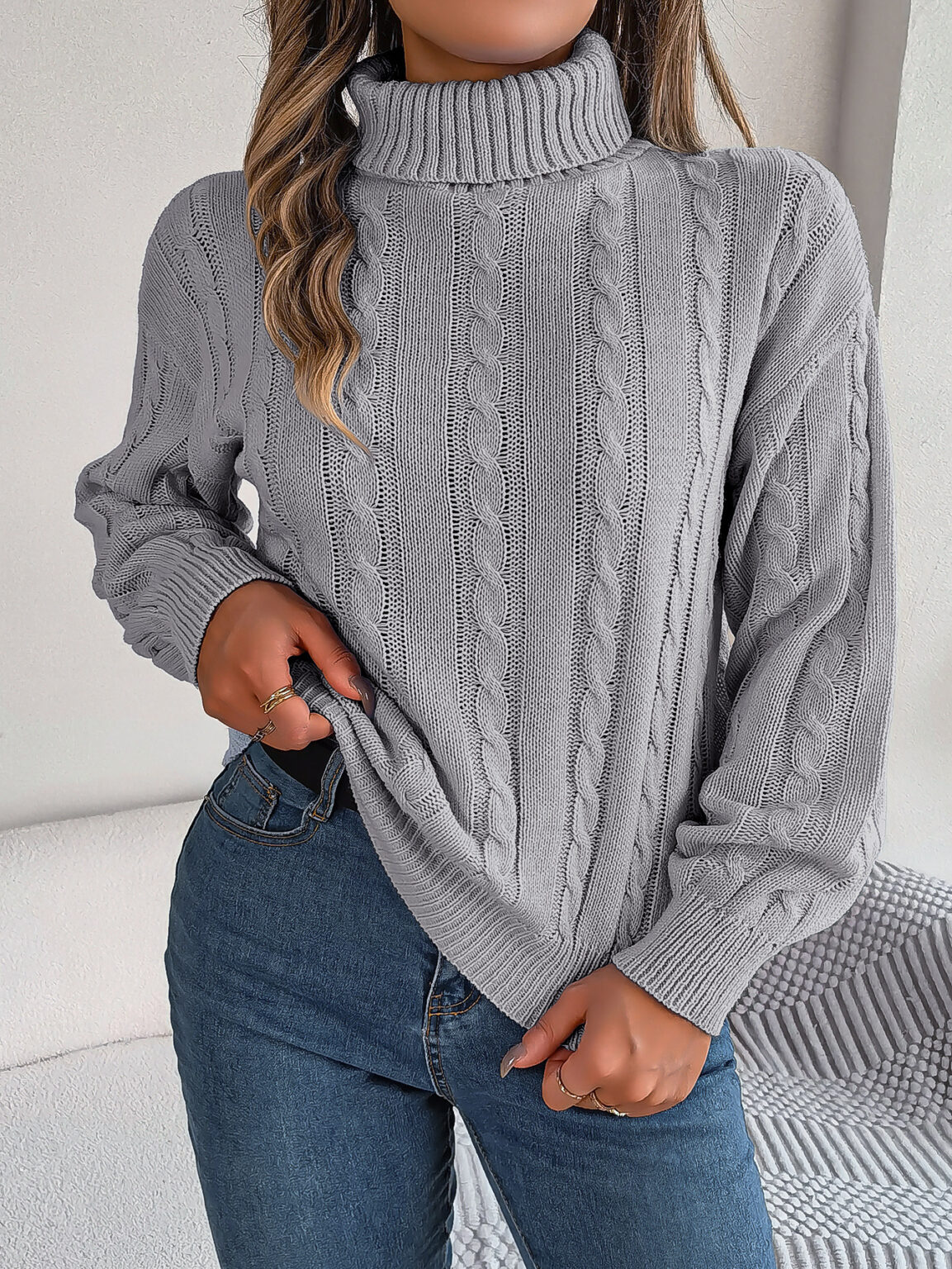 Twist Long Sleeve Turtleneck Sweater - Image 3