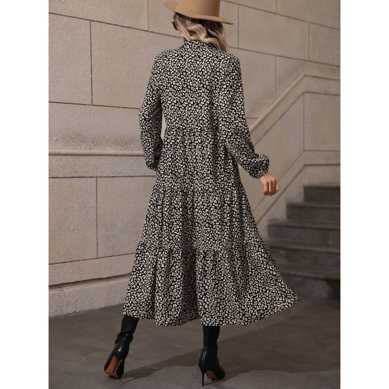 V-Neck Slimming Long Sleeve Dress - Image 3