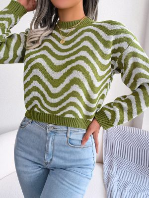 Striped Long Sleeve Knitted Sweater