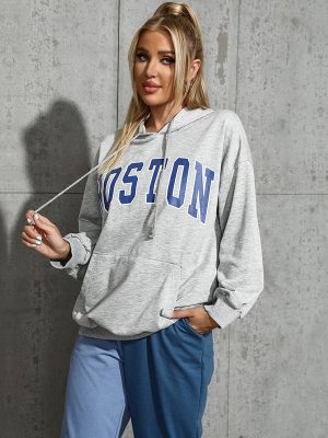 Autumn Casual Hooded Letters  for Women