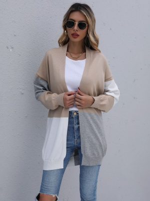 Long Loose Color Stitch Cardigan