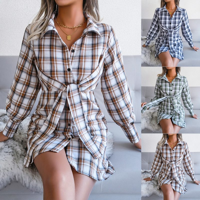 Plaid Long-Sleeve Cotton Linen Shirt - Image 5
