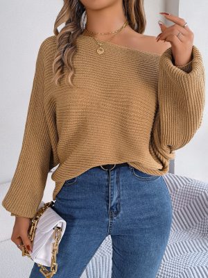 Loose Solid Color Batwing Sleeve Sweater