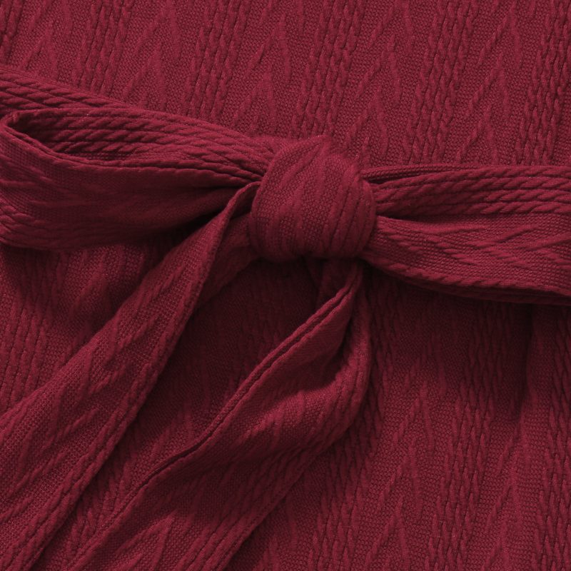 Embroidered Thermal Turtleneck Sheath Dress - Image 8