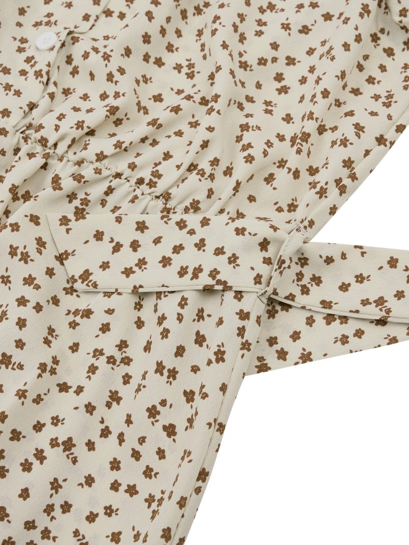 Printed Lace-Up Long-Sleeved Dress - Image 7