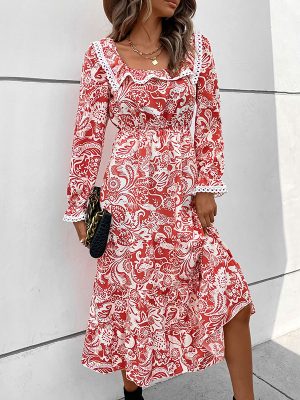 Autumn Women Clothing Long Sleeve Printed Dress