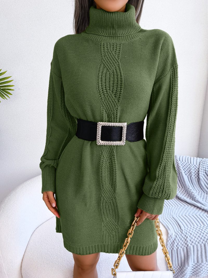 Turtleneck Lantern Sleeve Sweater Dress - Image 2