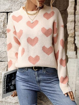 Fashionable Love Long Sleeve Pink Sweater