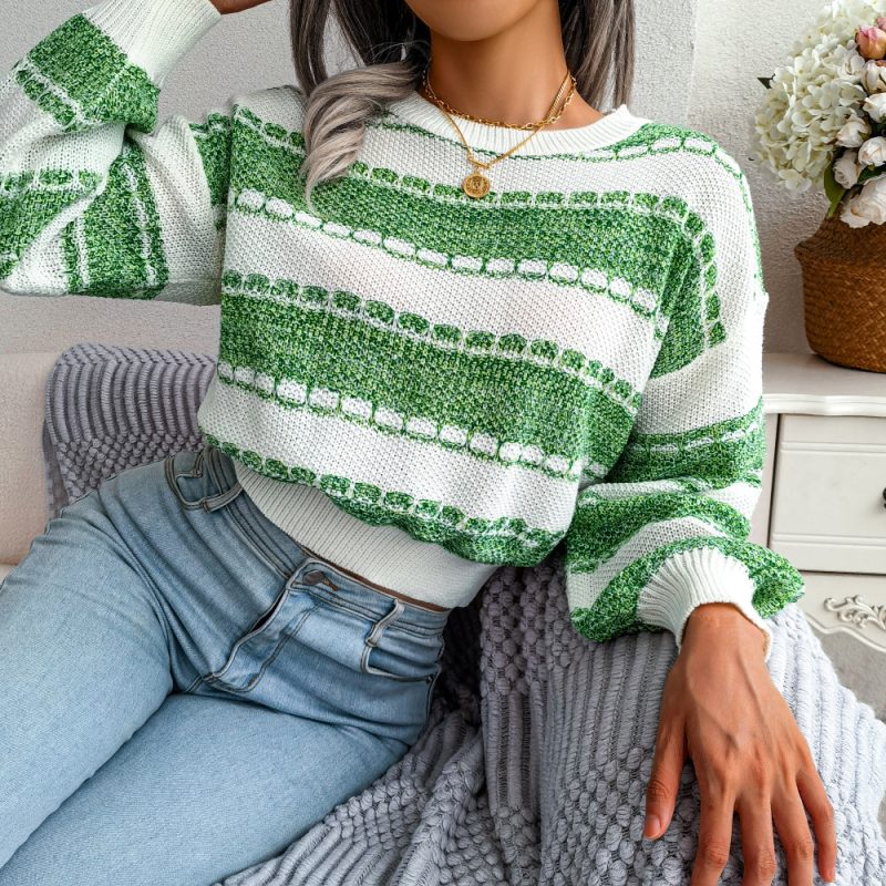 Color Contrast Long Sleeve autmn Sweater - Image 5