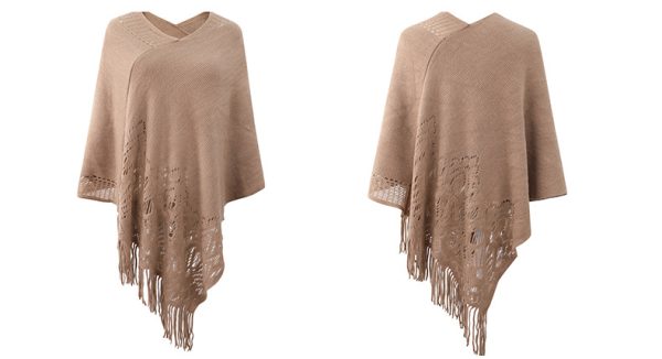 Women's Cashmere-like Hollow Out Cape Scarf - Autumn/Winter - Image 8