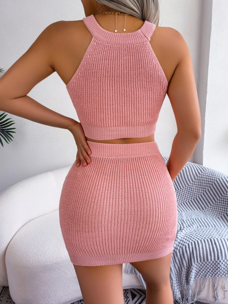 Contrast Color Cropped Top and Bag Hip Skirt Set - Image 3