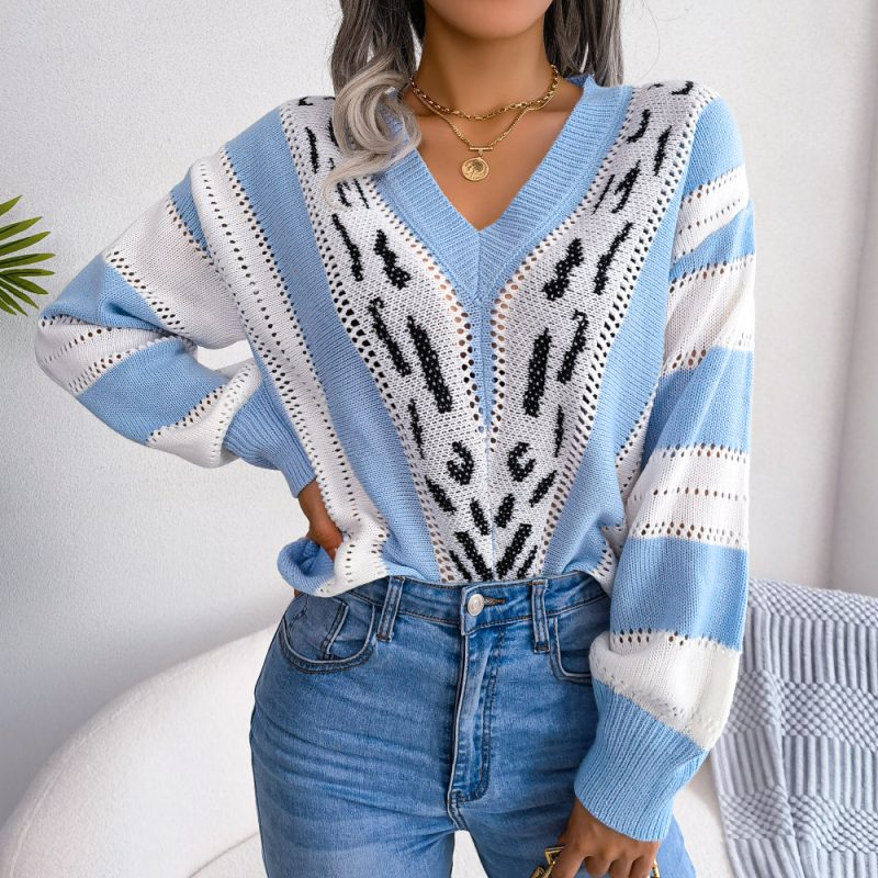 Leopard Print Lantern Sleeve Sweater - Image 2