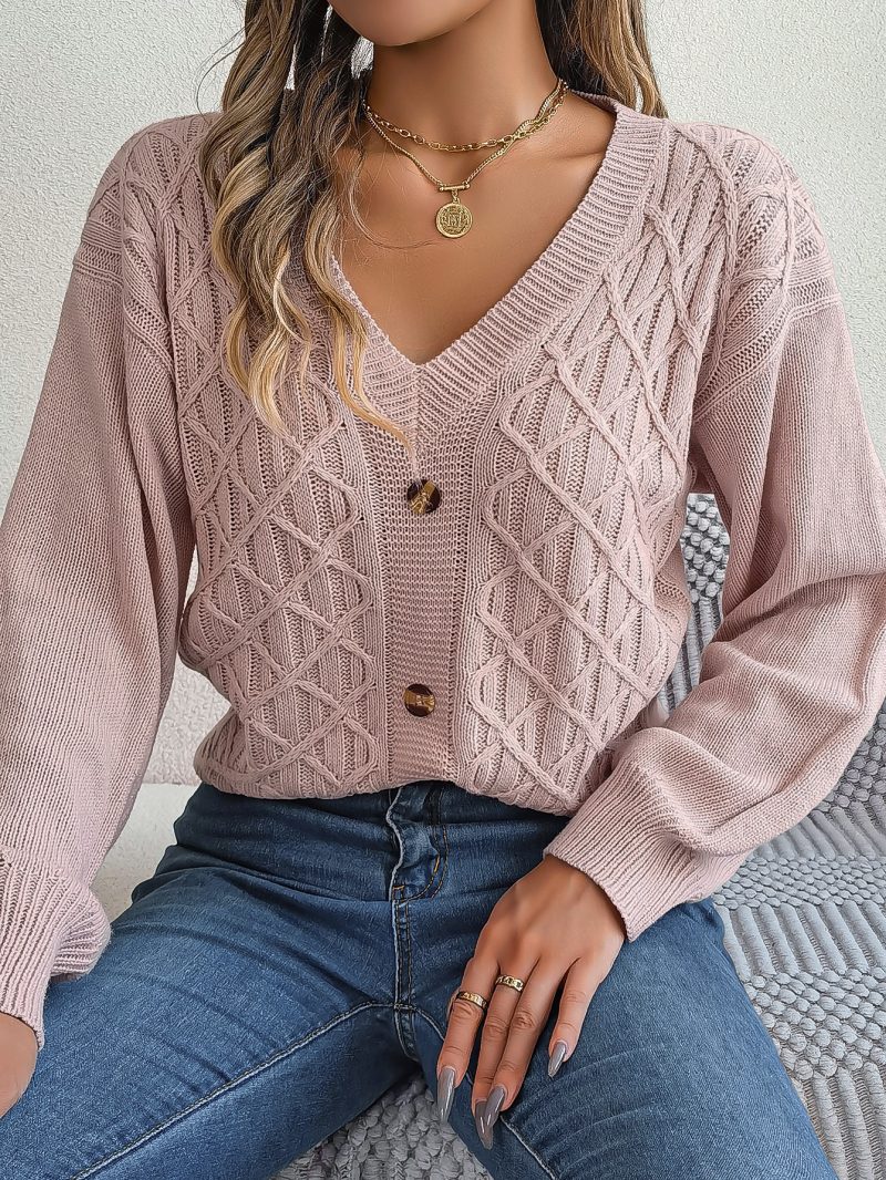 Button Twist Lantern Sleeve Sweater - Image 6