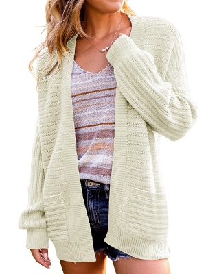 Chic Solid Color Hollow Out Pocket Knitwear