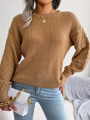 Cozy Knitted Lantern Sleeve Sweater