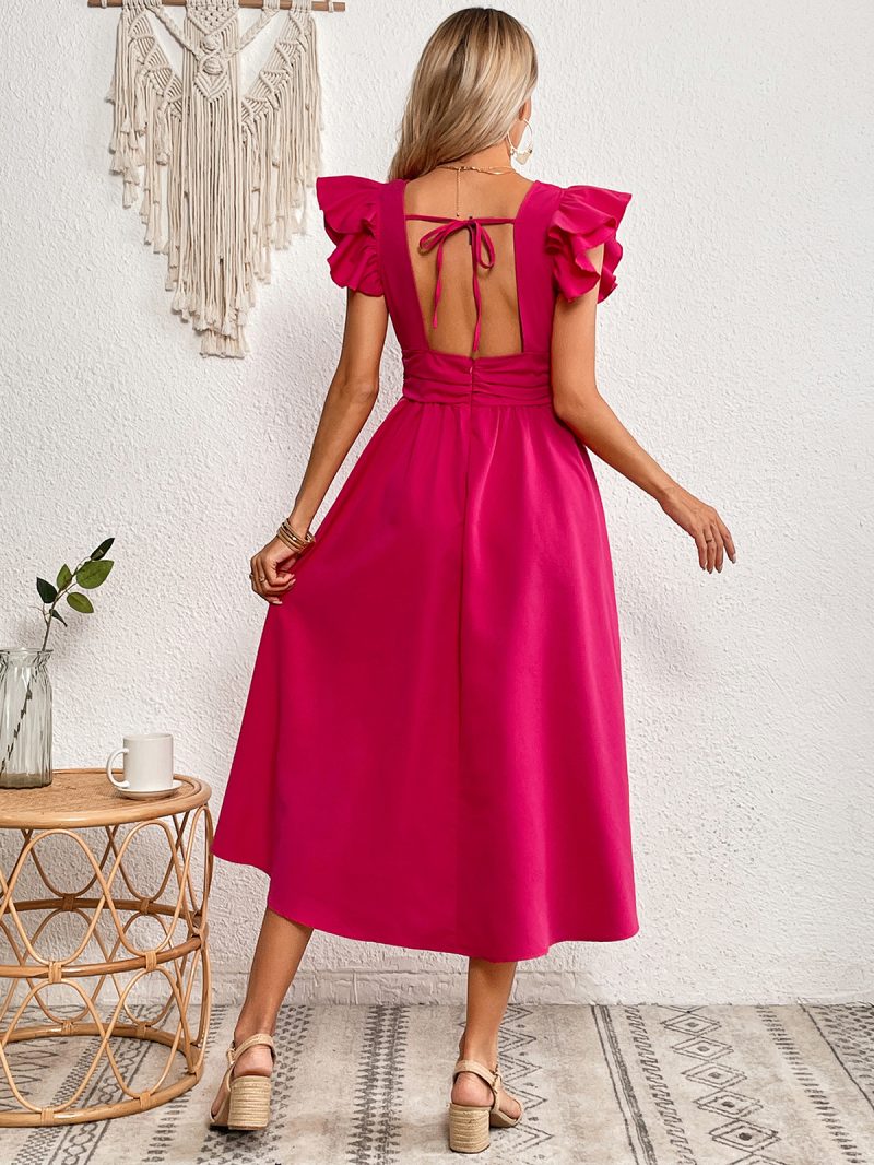 Stylish Ruffle Sleeve V-Neck Summer Dress - Image 3