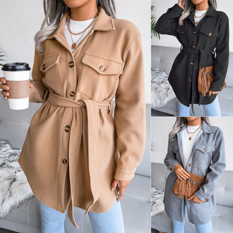 Single-Breasted Woolen Coat for Autumn - Image 5