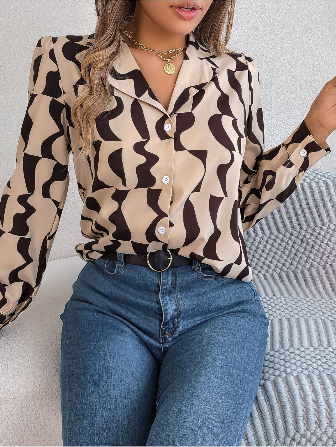 Elegant Contrast Striped Shirt for Autumn - Image 7