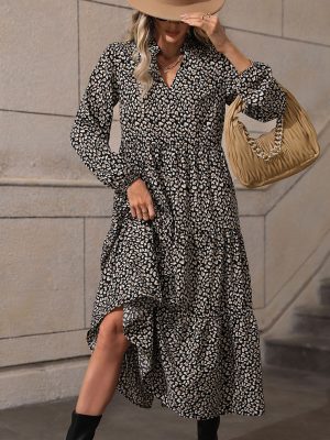 V-Neck Slimming Long Sleeve Dress