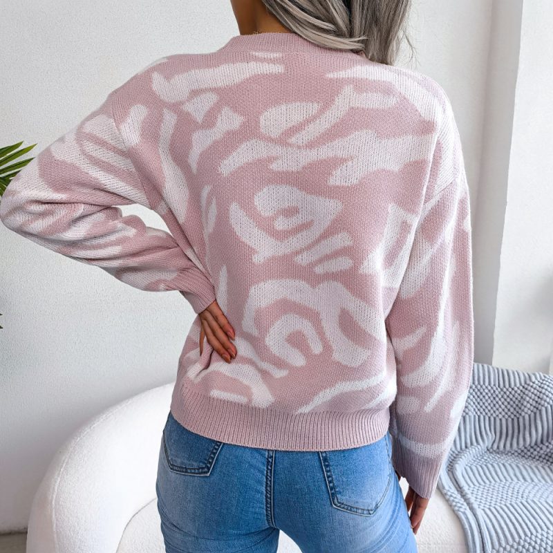 Floral Long Sleeve Bottoming Sweater - Image 6