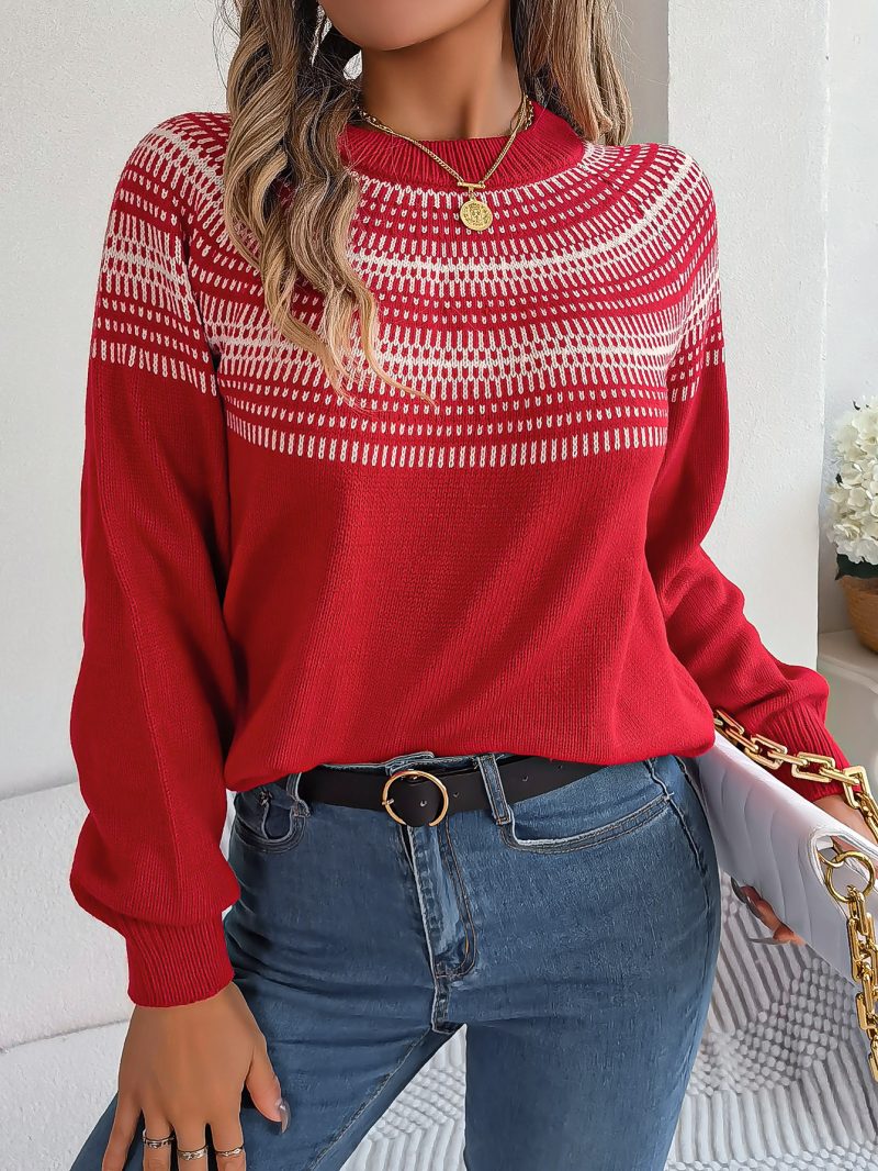 Retro Contrast Striped Pullover - Image 7