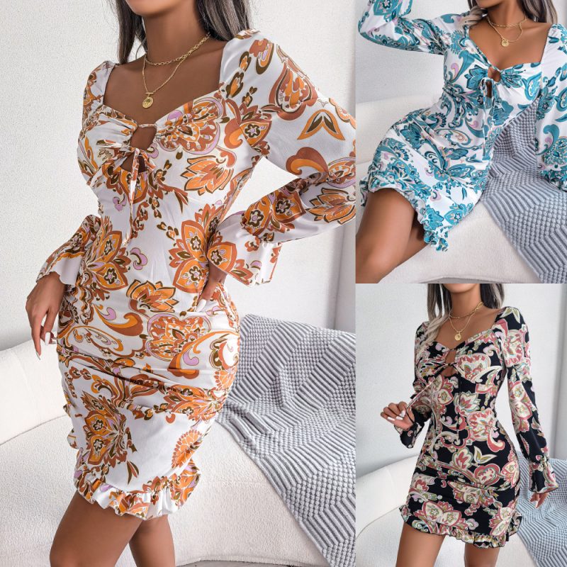 Lace-Up Ruffled Sheath Dress - Image 5