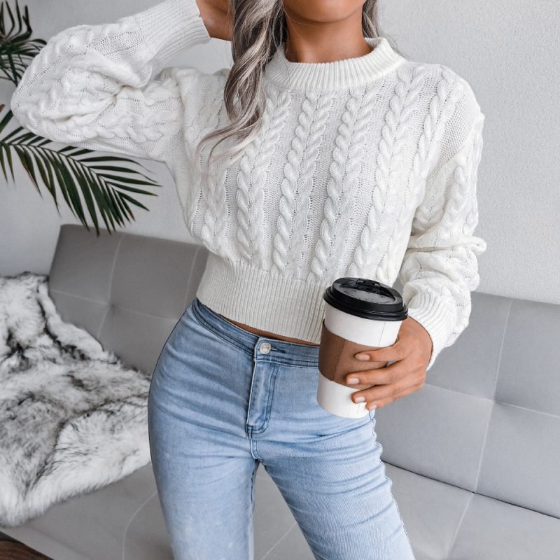 Twist Waist Cropped Sweater - Image 7
