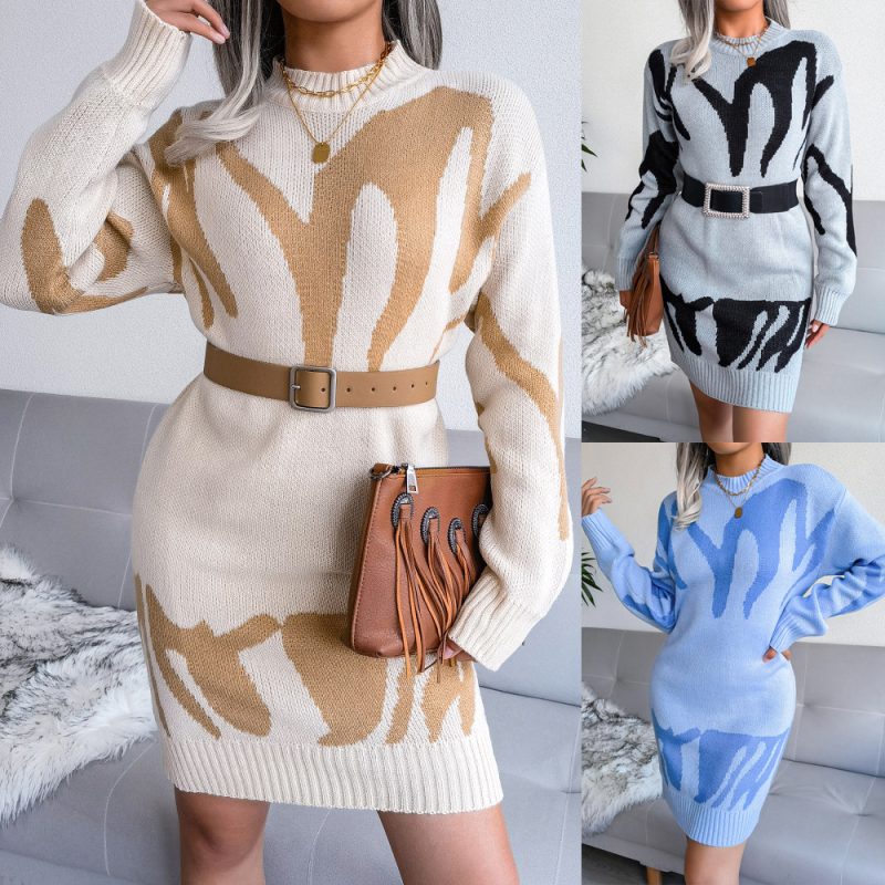 Geometric Woolen Knitted Dress - Image 5