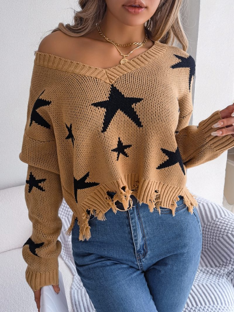 V-Neck Long Sleeve Knit Sweater - Image 7