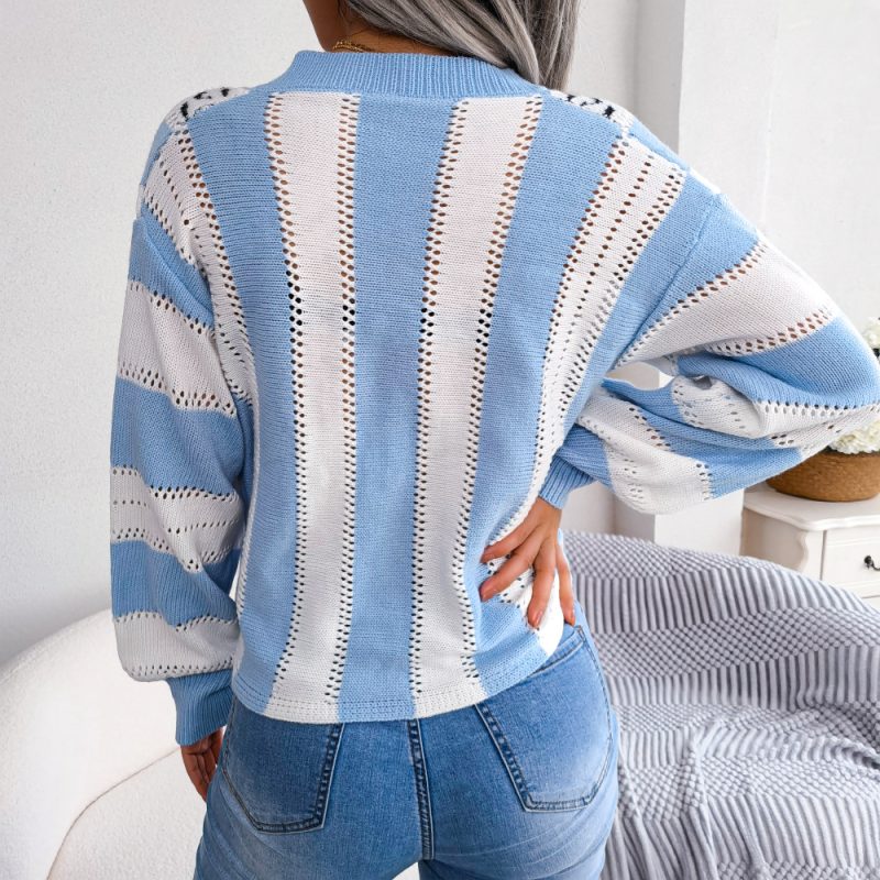 Leopard Print Lantern Sleeve Sweater - Image 4