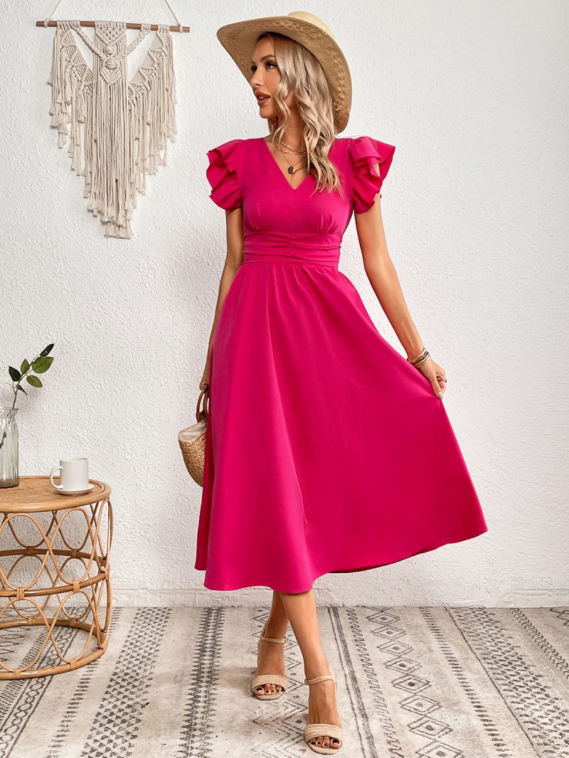 Stylish Ruffle Sleeve V-Neck Summer Dress - Image 2