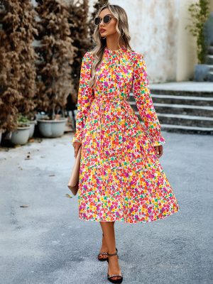 Printed Round Neck Dress – Autumn/Winter