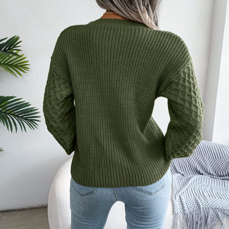 Cozy Knitted Lantern Sleeve Sweater - Image 9