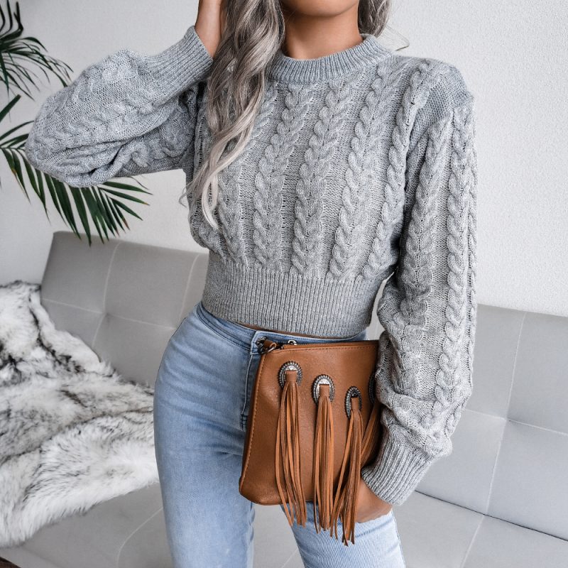 Twist Waist Cropped Sweater - Image 2