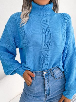 Turtleneck Twist Sleeve Sweater