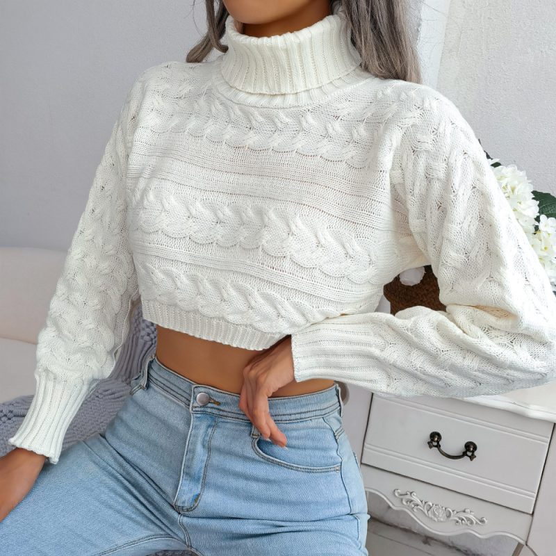 Twist Turtleneck Cropped Sweater - Image 4