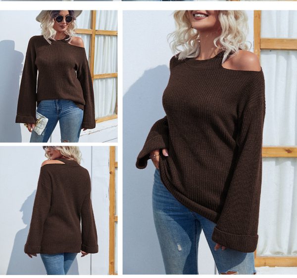 Shoulder Bell Sleeve Sweater for Women - Image 4