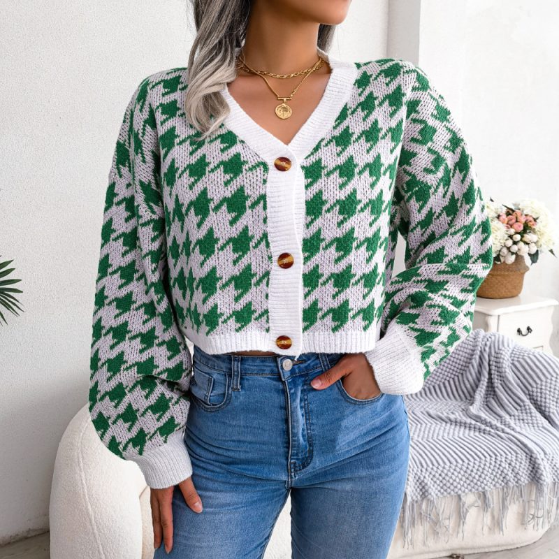 Stylish Houndstooth Cardigan for Women - Image 2