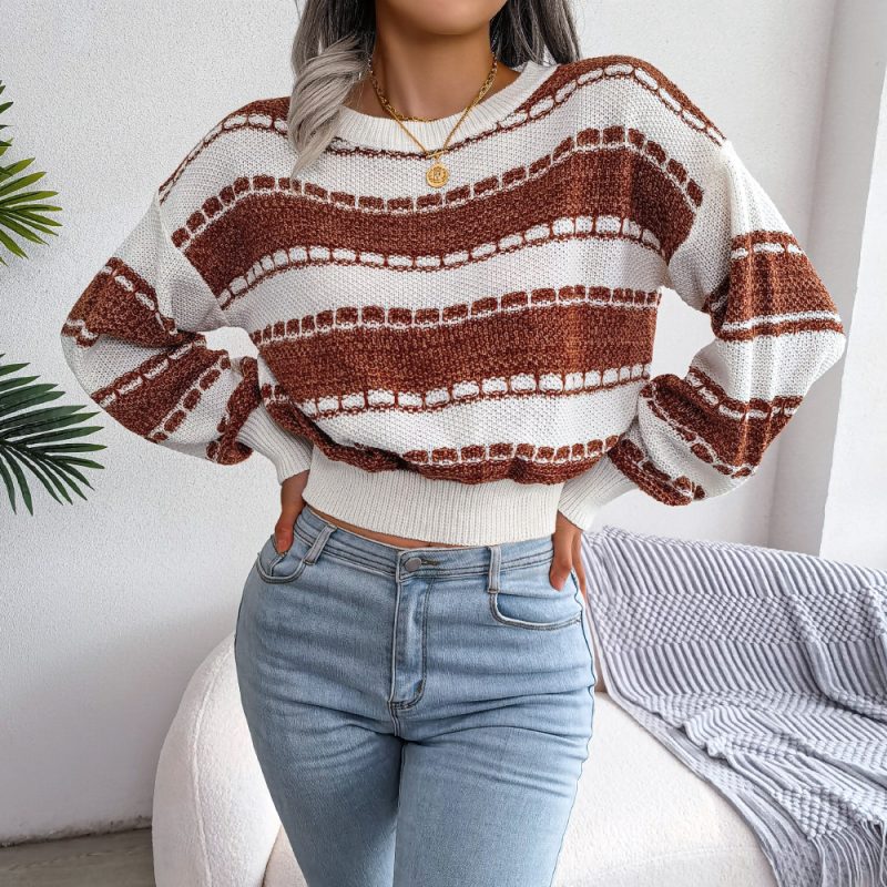 Color Contrast Long Sleeve autmn Sweater - Image 3