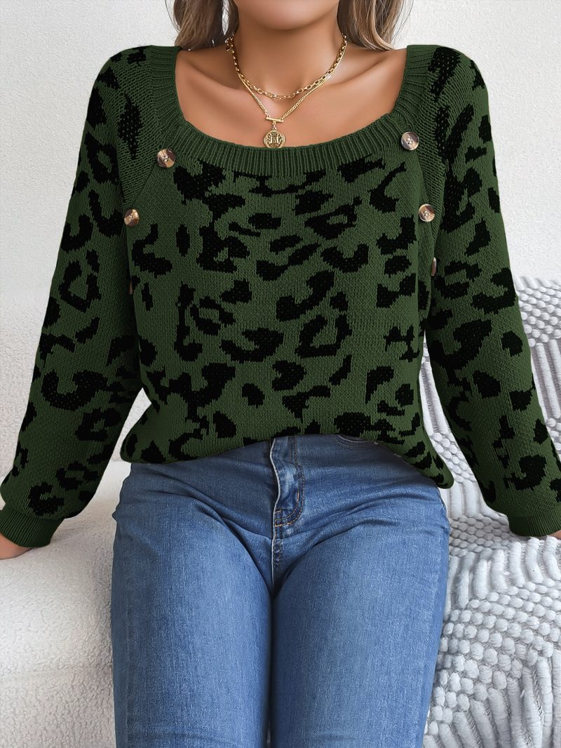 Leopard Print Button Sweater - Image 8