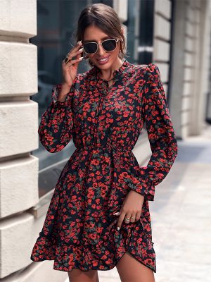 Women’s Printed Loose Long-Sleeve Dress