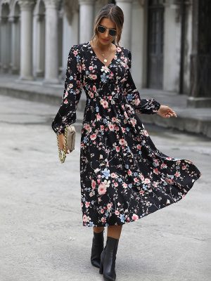 Floral V-Neck Dress for Women