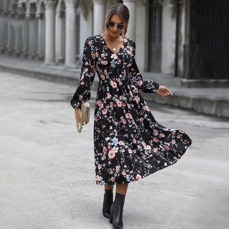 Floral V-Neck Dress for Women