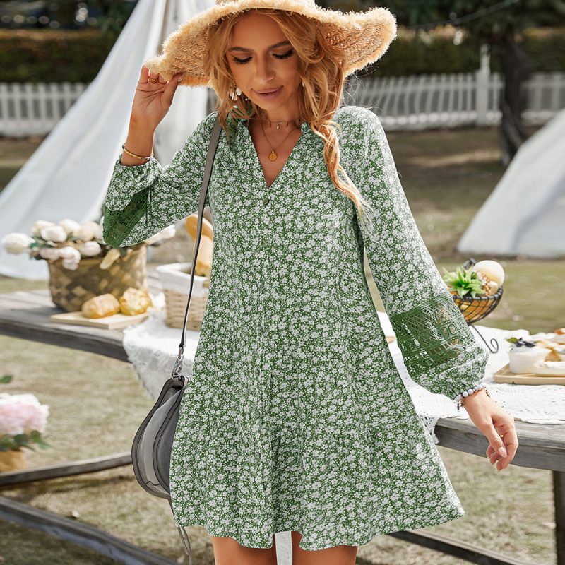 Lace Stitching Babydoll Dress - Summer - Image 2