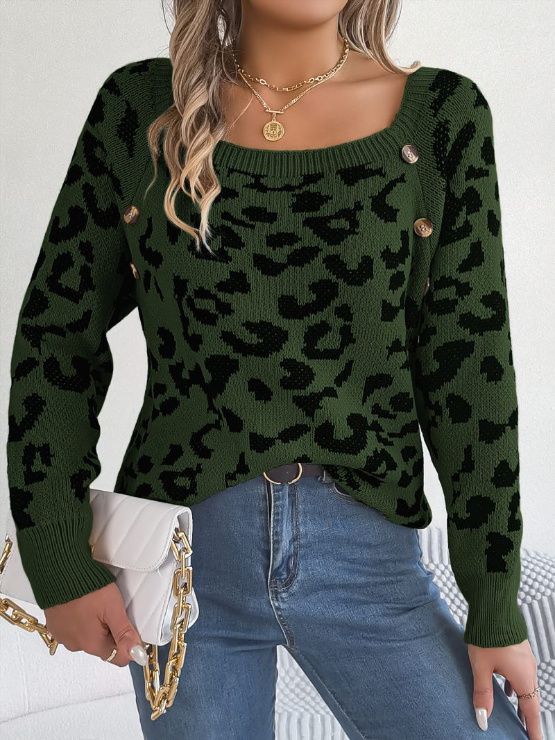 Leopard Print Button Sweater - Image 7