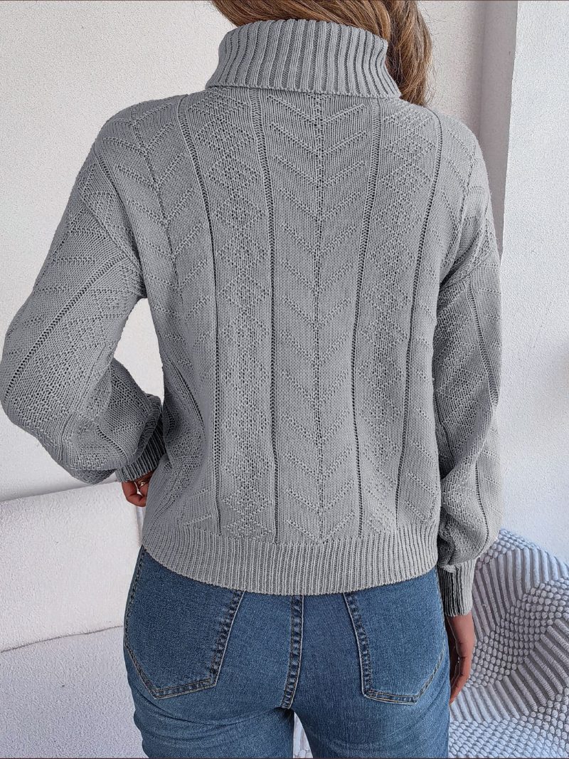 Turtleneck Twist Sleeve Knit Sweater - Image 7
