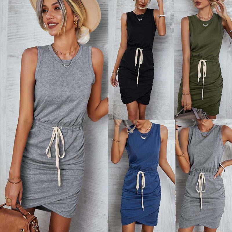 Summer Knitted Vest Lace-up Dress - Women's Fashion - Image 5