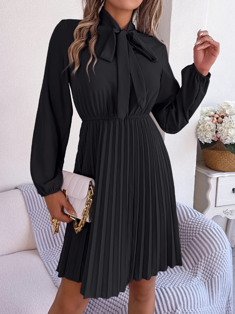Elegant Tied Waist Pleated Dress - Image 5