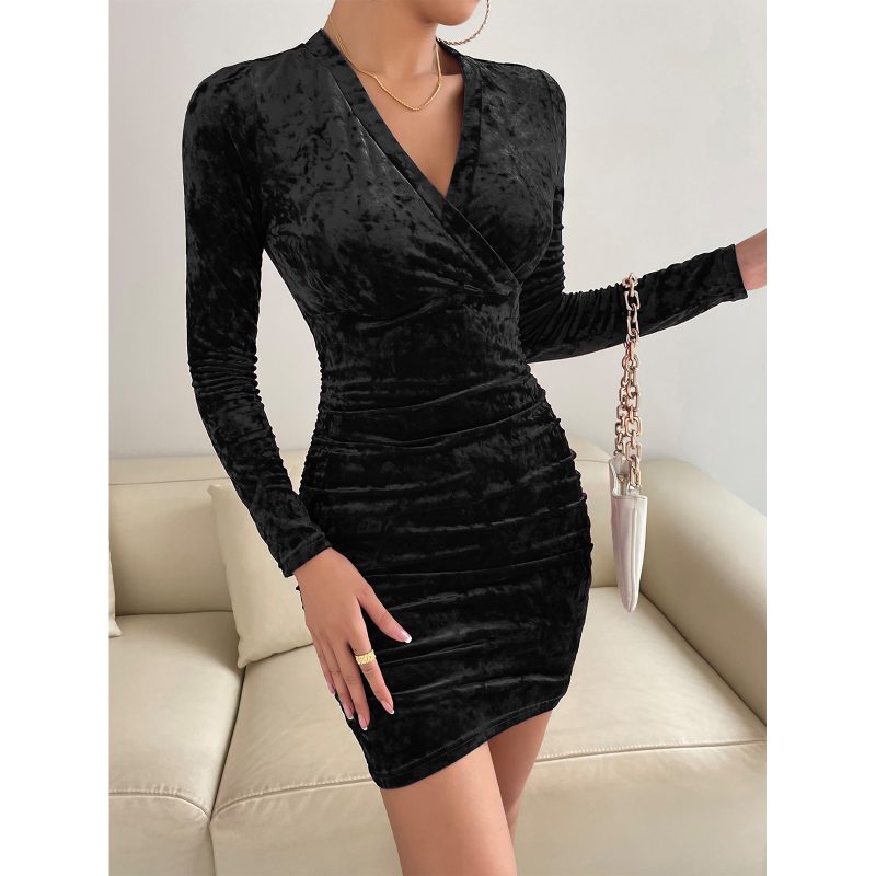 Stunning V-Neck Velvet Dress